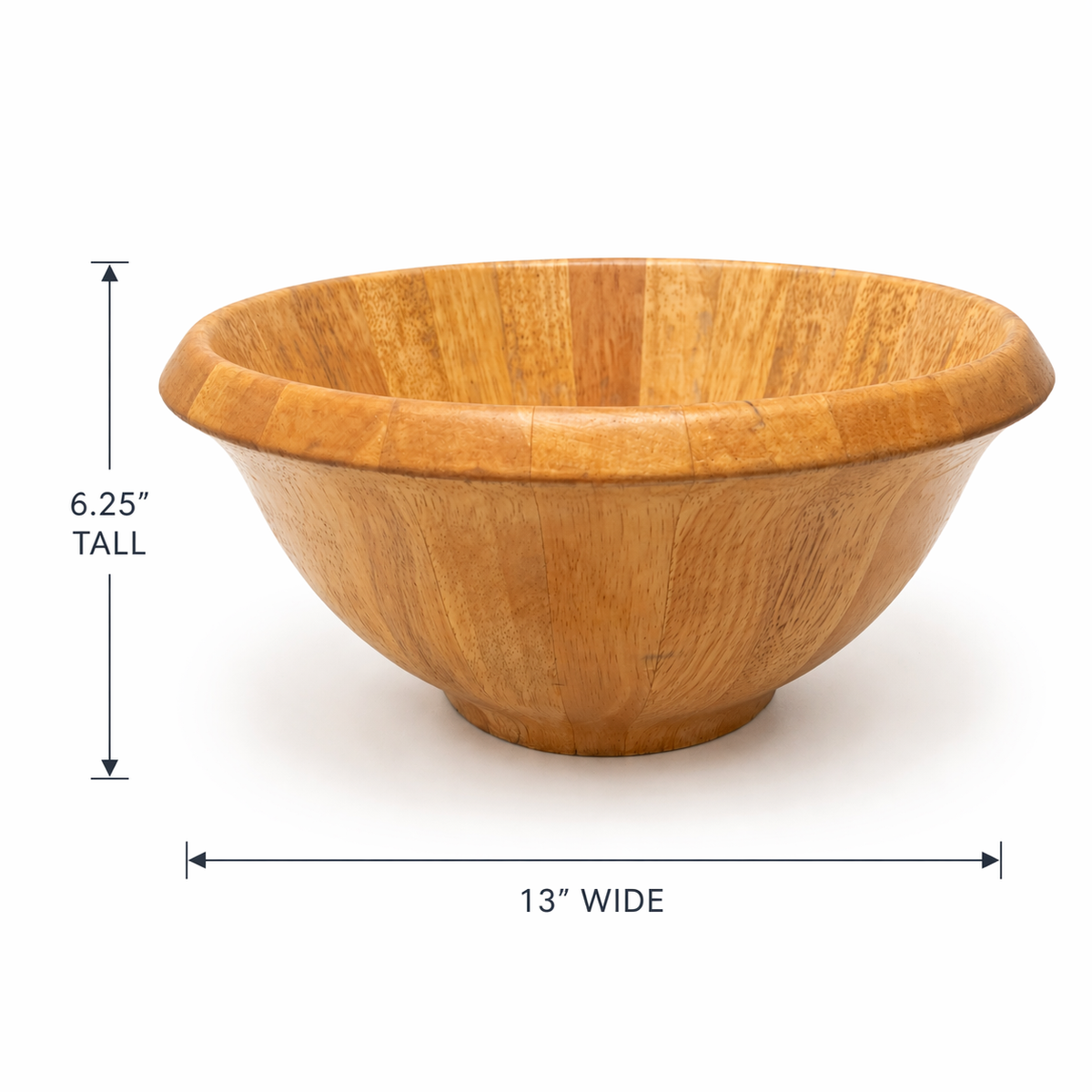 Vintage Clay Art Wood Bowl - 13 Inch Decorative Serving Bowl Thailand