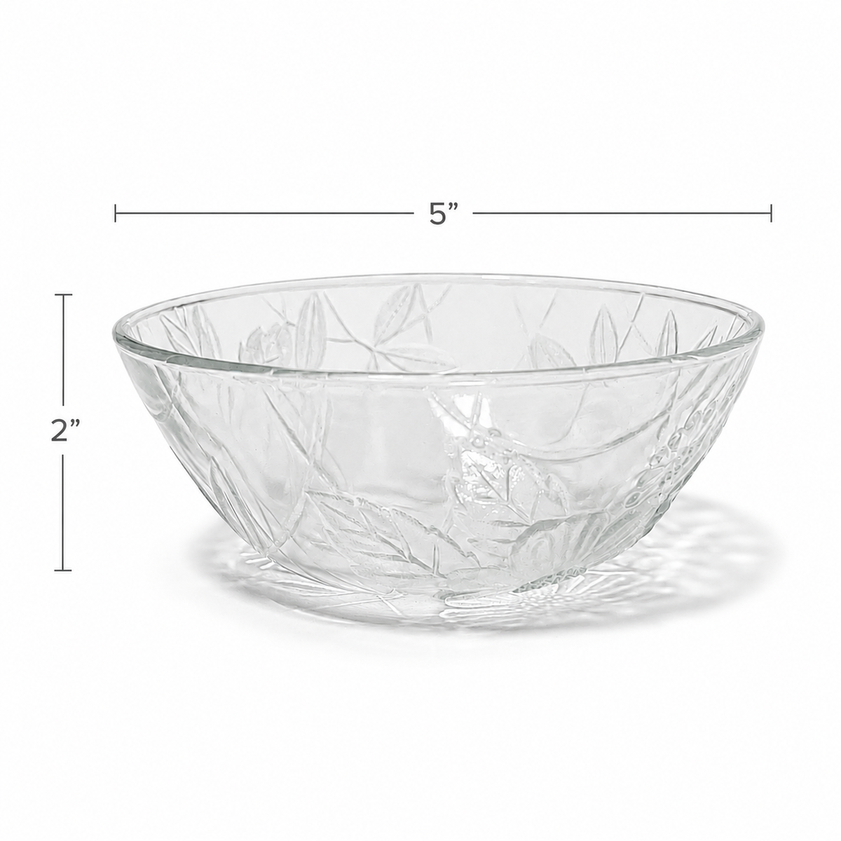 1980s First National Glassware Floral Embossed Bowl - Indonesia