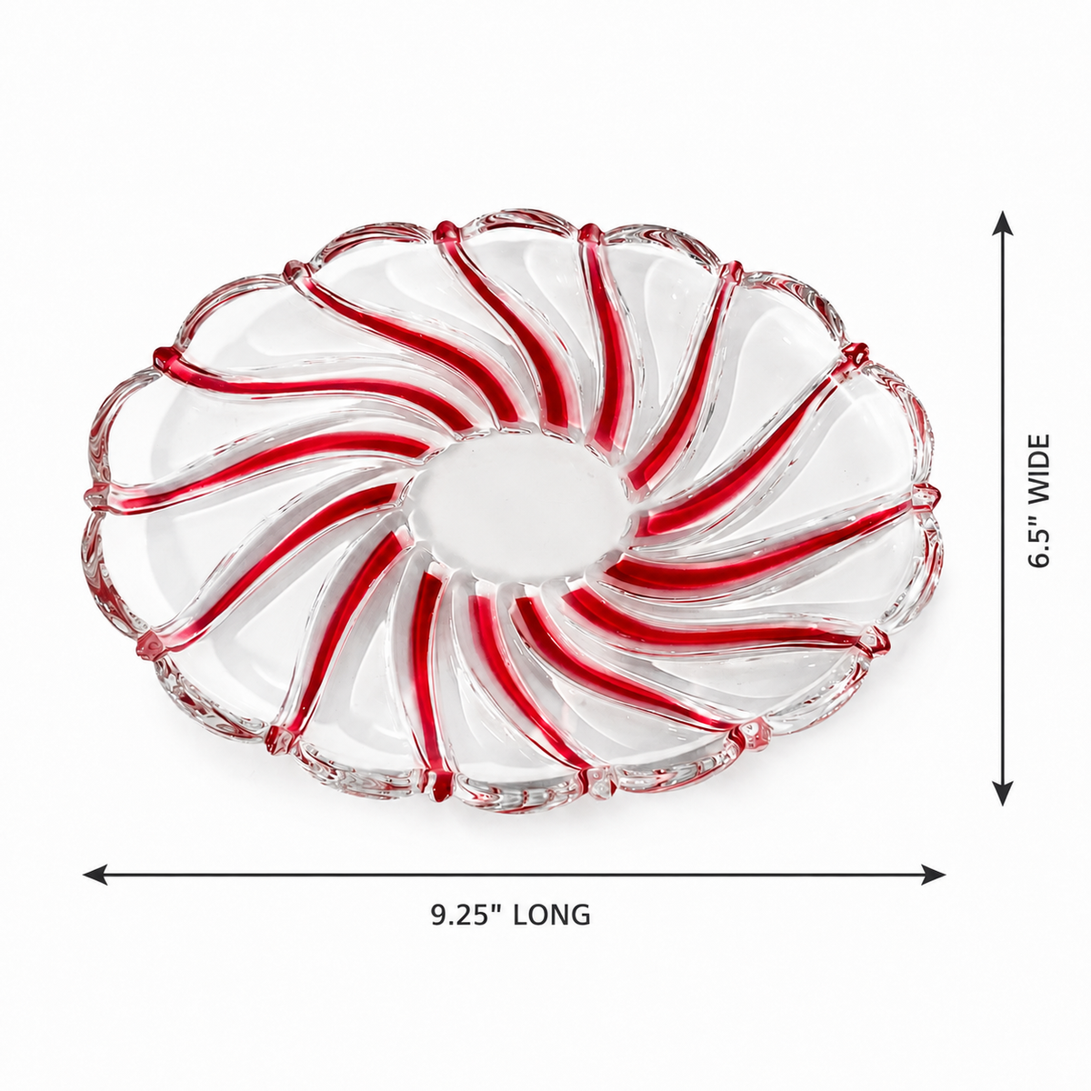 1990s Mikasa Peppermint Red Oval Sweet Meat Dish - Holiday Decorating