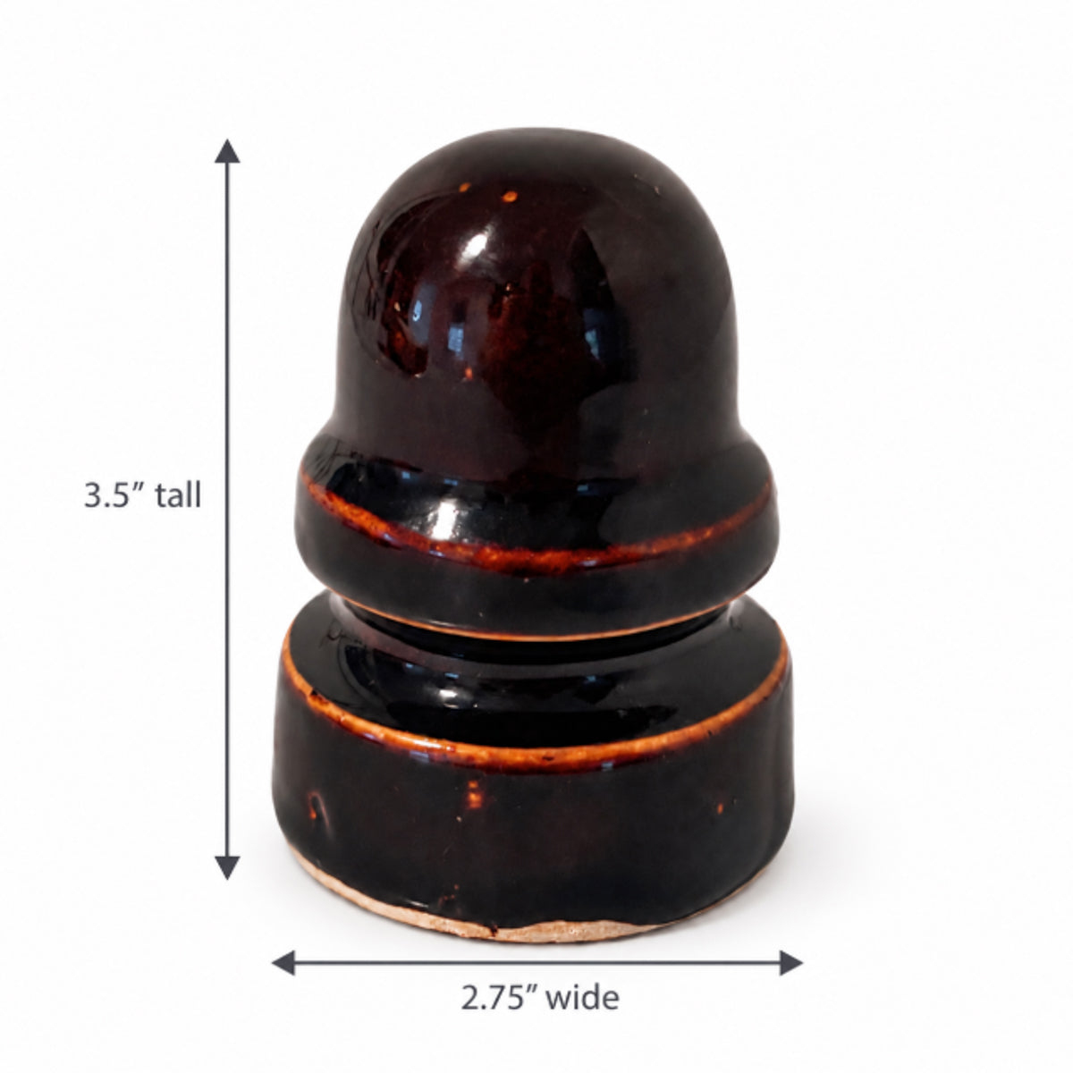 Vintage Brown Glaze Ceramic Electrical Insulator - Industrial Decor