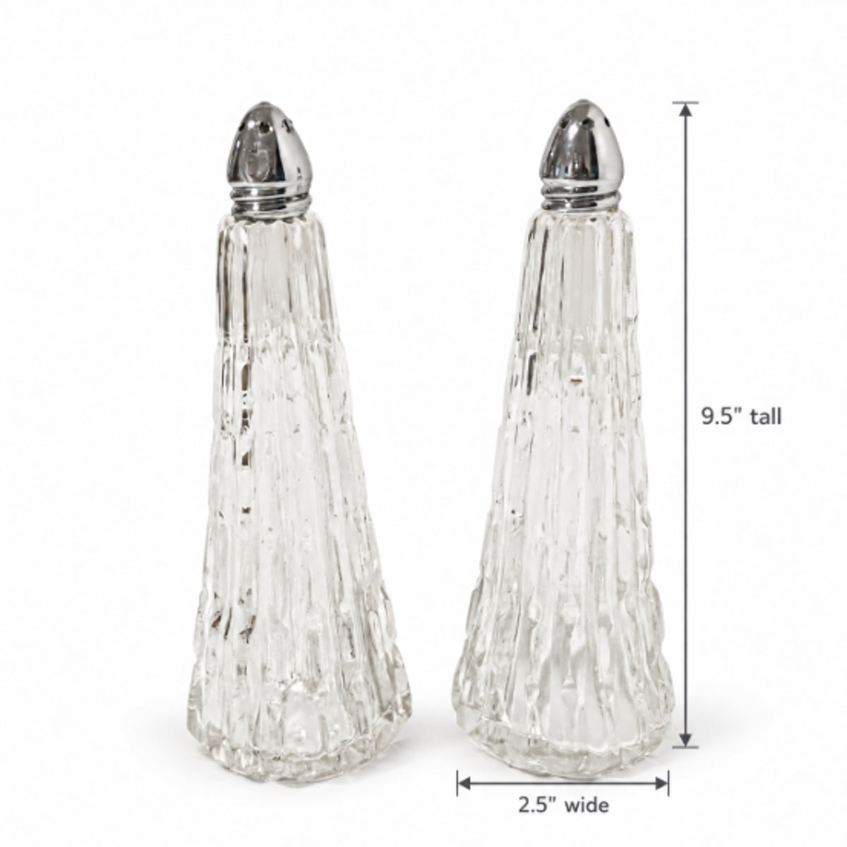Vintage I.W. Rice & Co Crystal Salt & Pepper Shaker Set - 9.5 Inch