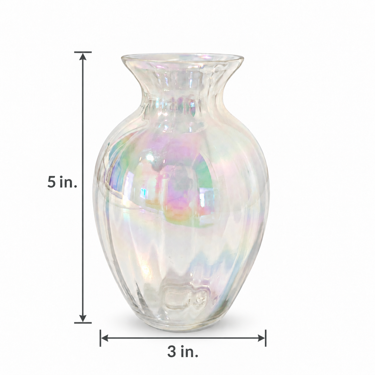 Vintage Hand-Blown Iridescent Art Glass Vase 5 Inch - Pearl Tones