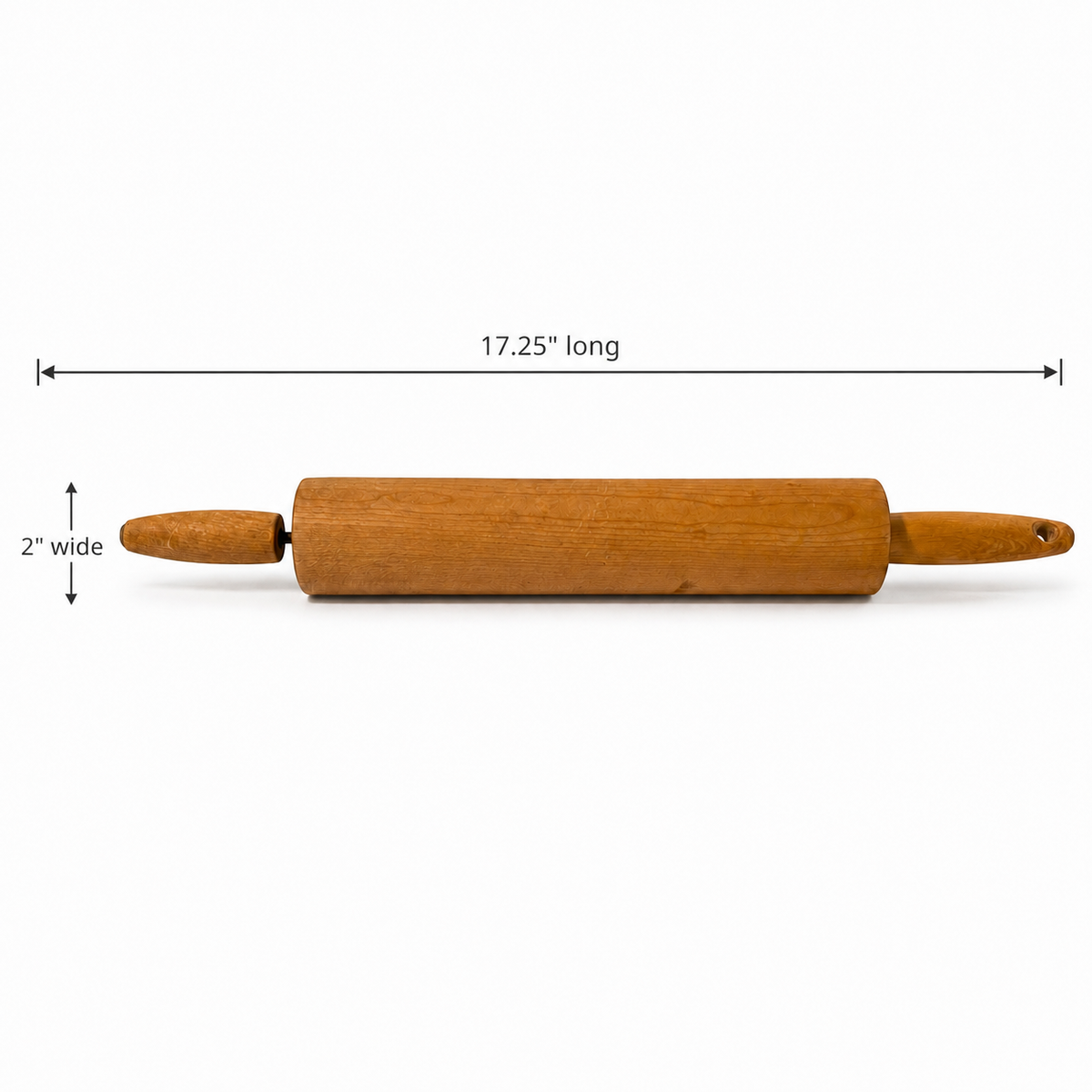 Vintage Wood Rolling Pin - 17 Inch Wooden Dough Roller Kitchen Tool