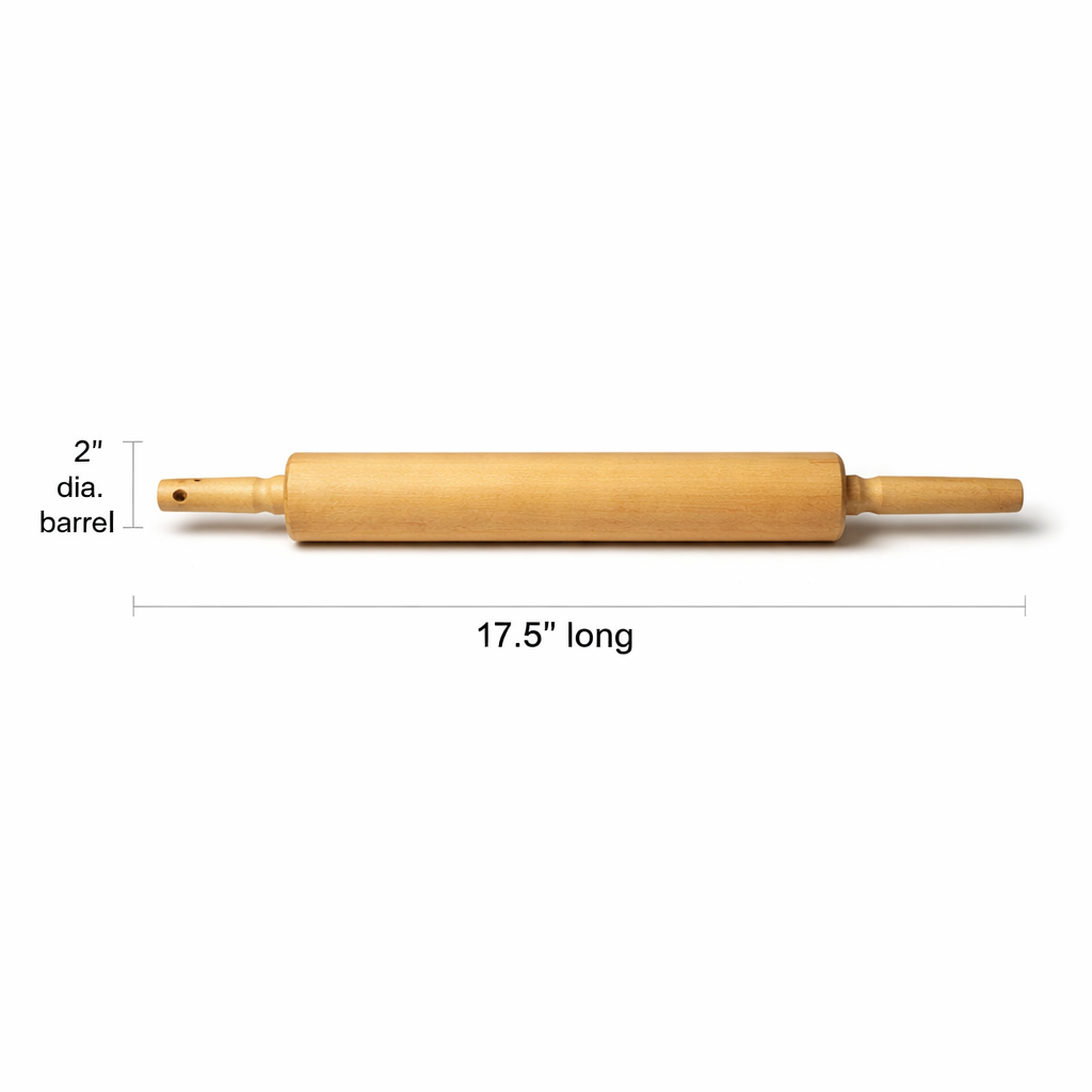 Solid Wood Rolling Pin 17.5” - Rustic Farmhouse Kitchen Baking Tool