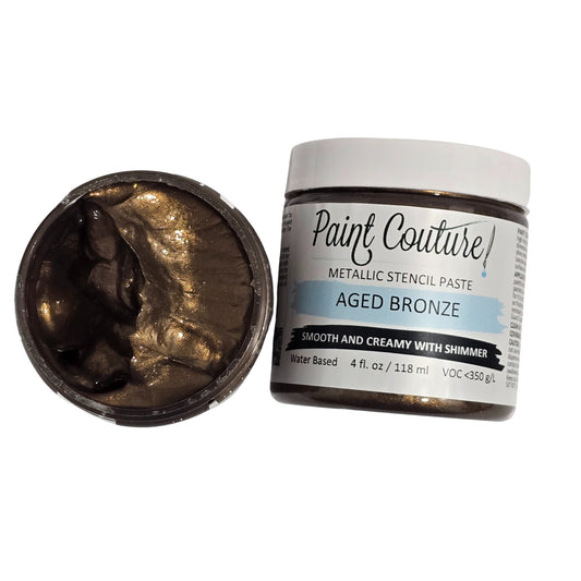 Paint Couture Metallic Stencil Paste Aged Bronze - Made in USA