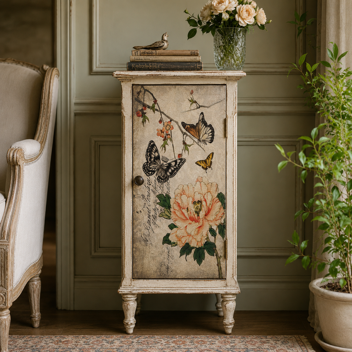 Roycycled Treasures Butterfly Floral Decoupage Paper - 20" x 30"