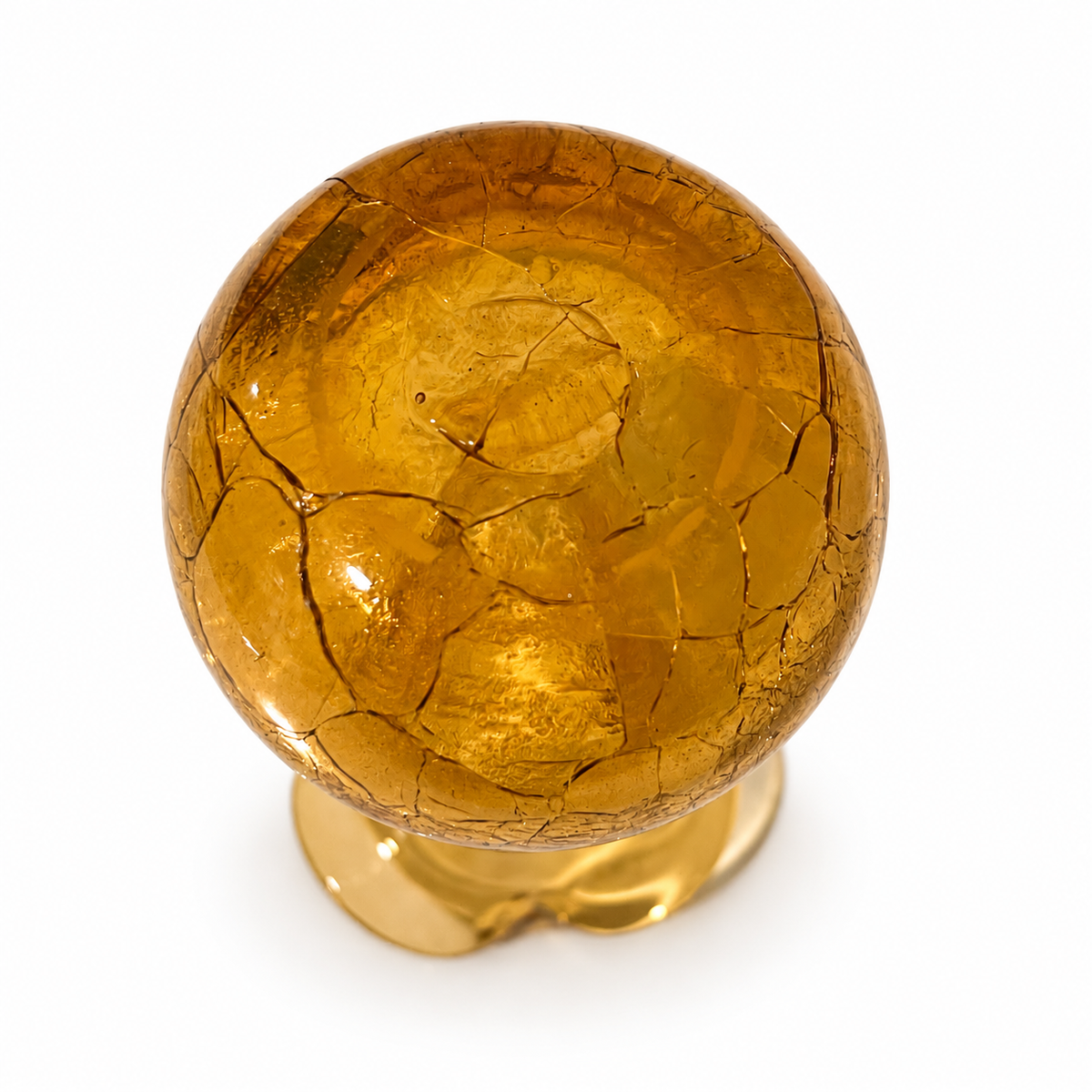 Vintage 7 Inch Amber Hand-Blown Crackle Glass Vase – Fall Decor
