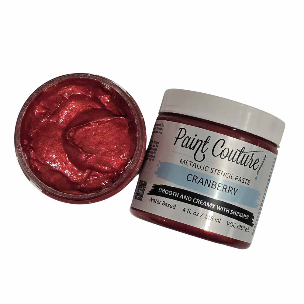 Paint Couture Metallic Stencil Paste Cranberry - Made in USA