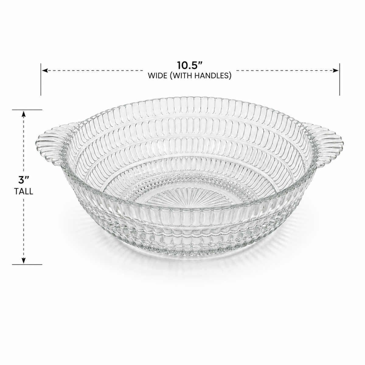 Vintage Hazel Atlas Beehive Clear Glass Serving Bowl with Handles