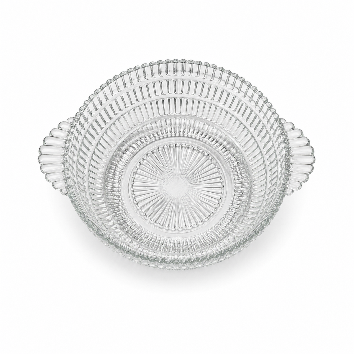 Vintage Hazel Atlas Beehive Clear Glass Serving Bowl with Handles