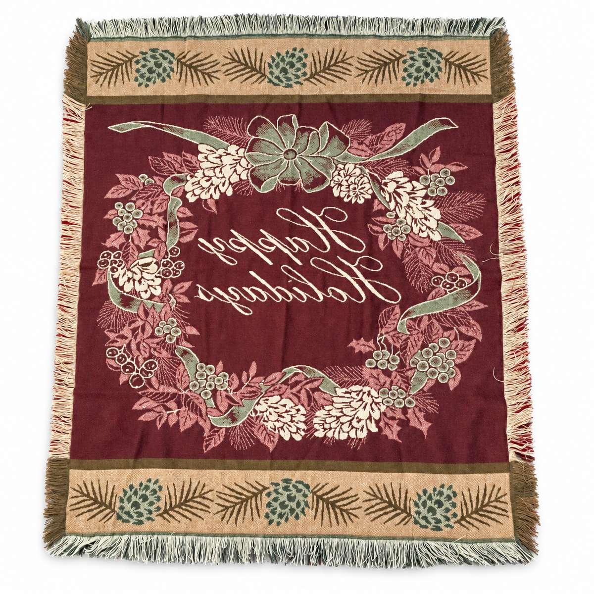 Vintage Holiday Jacquard Tapestry Throw Blanket – 58 x 48 Inch