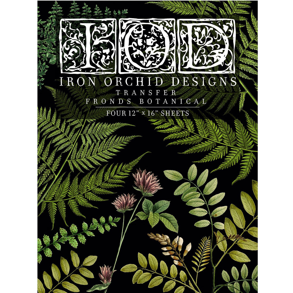 IOD Fronds Botanical Decor Transfer by Iron Orchid Designs - 4 Sheets