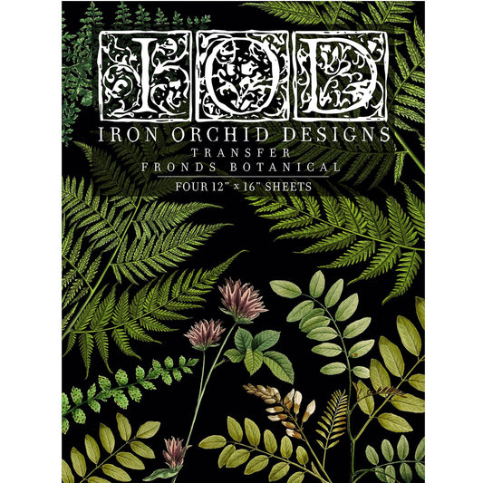 IOD Fronds Botanical Decor Transfer by Iron Orchid Designs - 4 Sheets