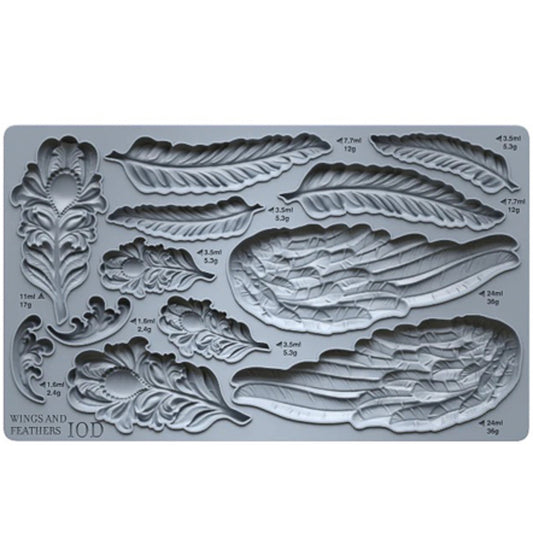IOD Wings & Feathers Decor Mould – 6x10 Inch Silicone - Retired