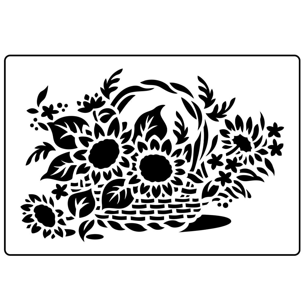 JRV Fall Basket Stencil - 17" x 11.5" Reusable Mylar Made in USA