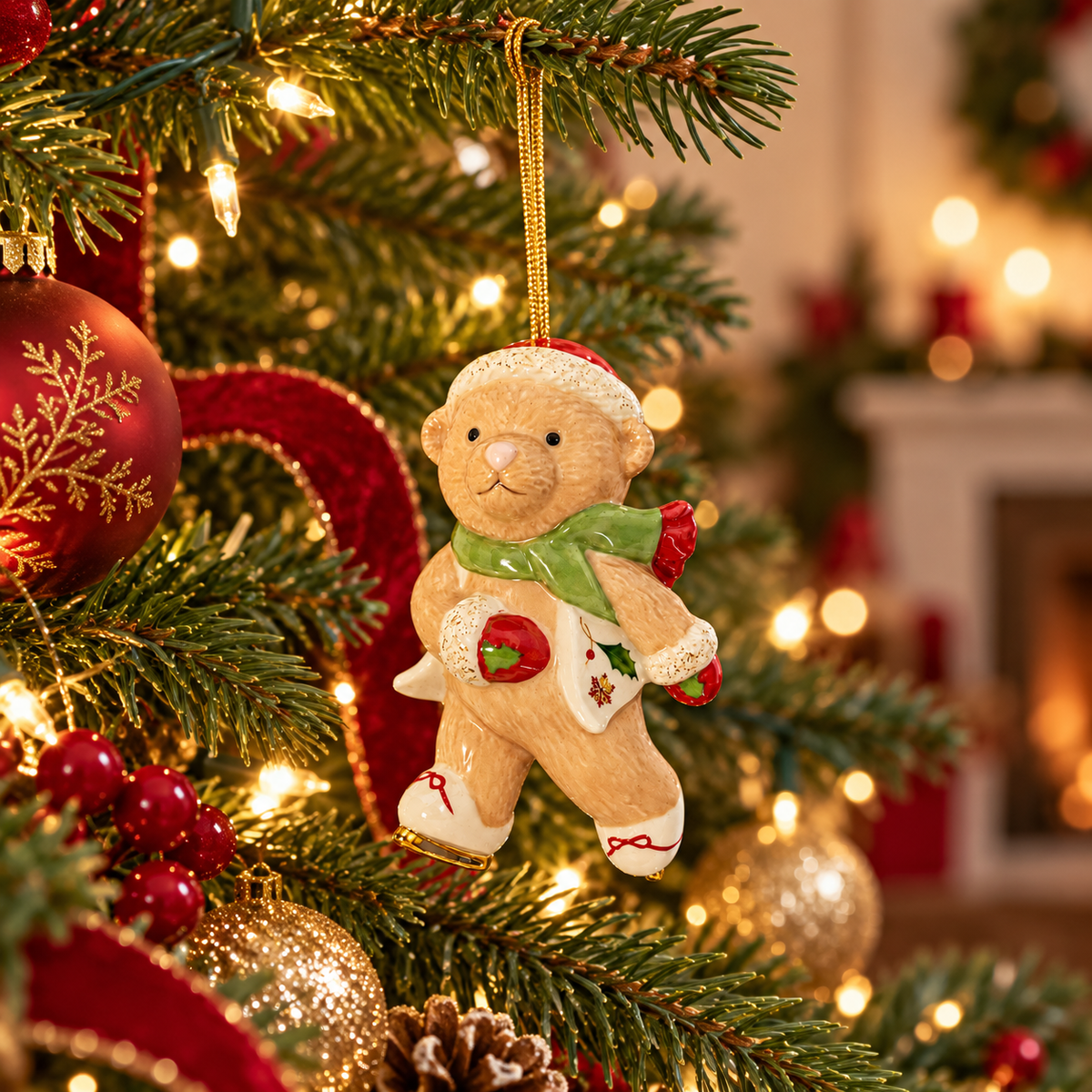 Vintage Lenox Skatetime Bear Porcelain Christmas Ornament - Thailand