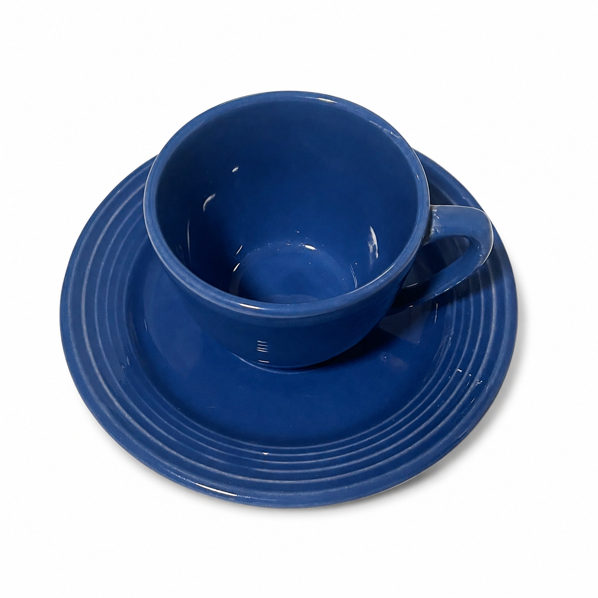 Vintage Bauer Pottery Monterey Cobalt Blue Cup and Saucer - 1936-1945