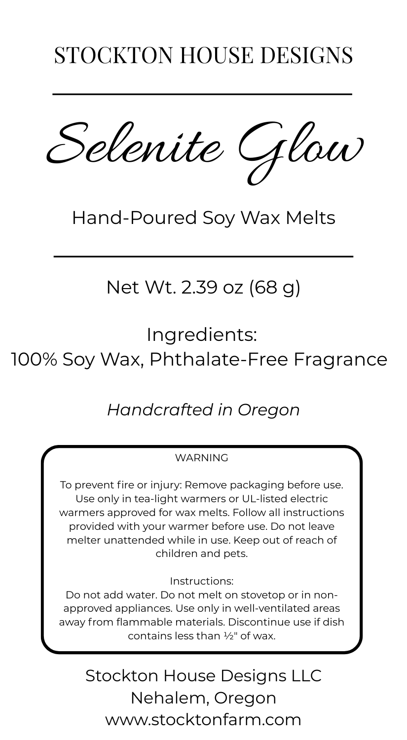 Selenite Glow Soy Wax Melts - Clean Ozone & Marine Luxury Scent