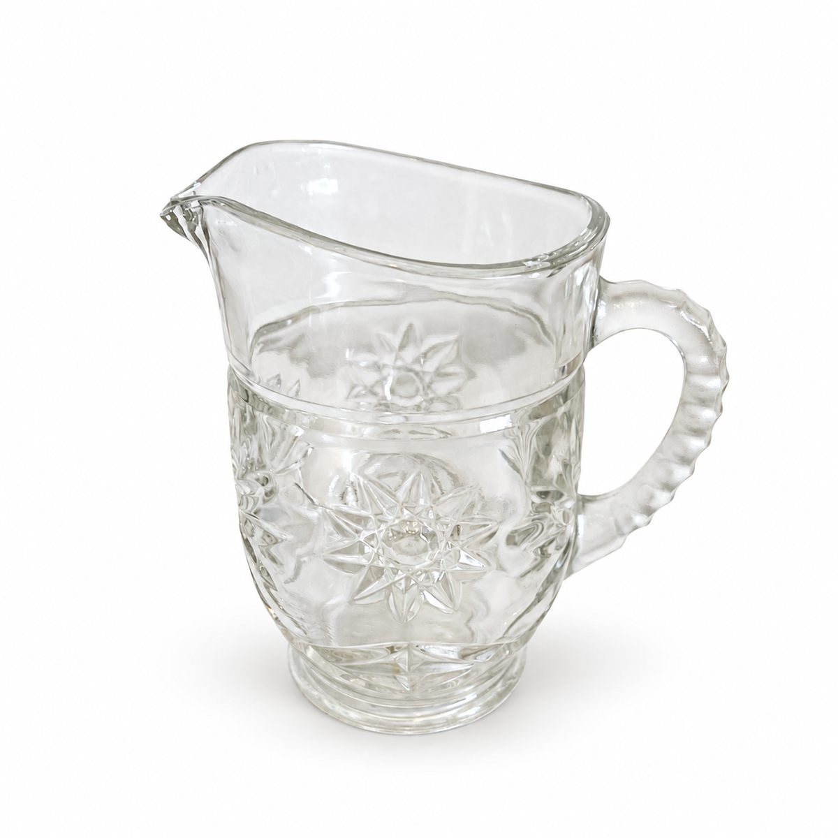 Vintage Anchor Hocking Star of David Pitcher - 16oz Prescut Glass USA