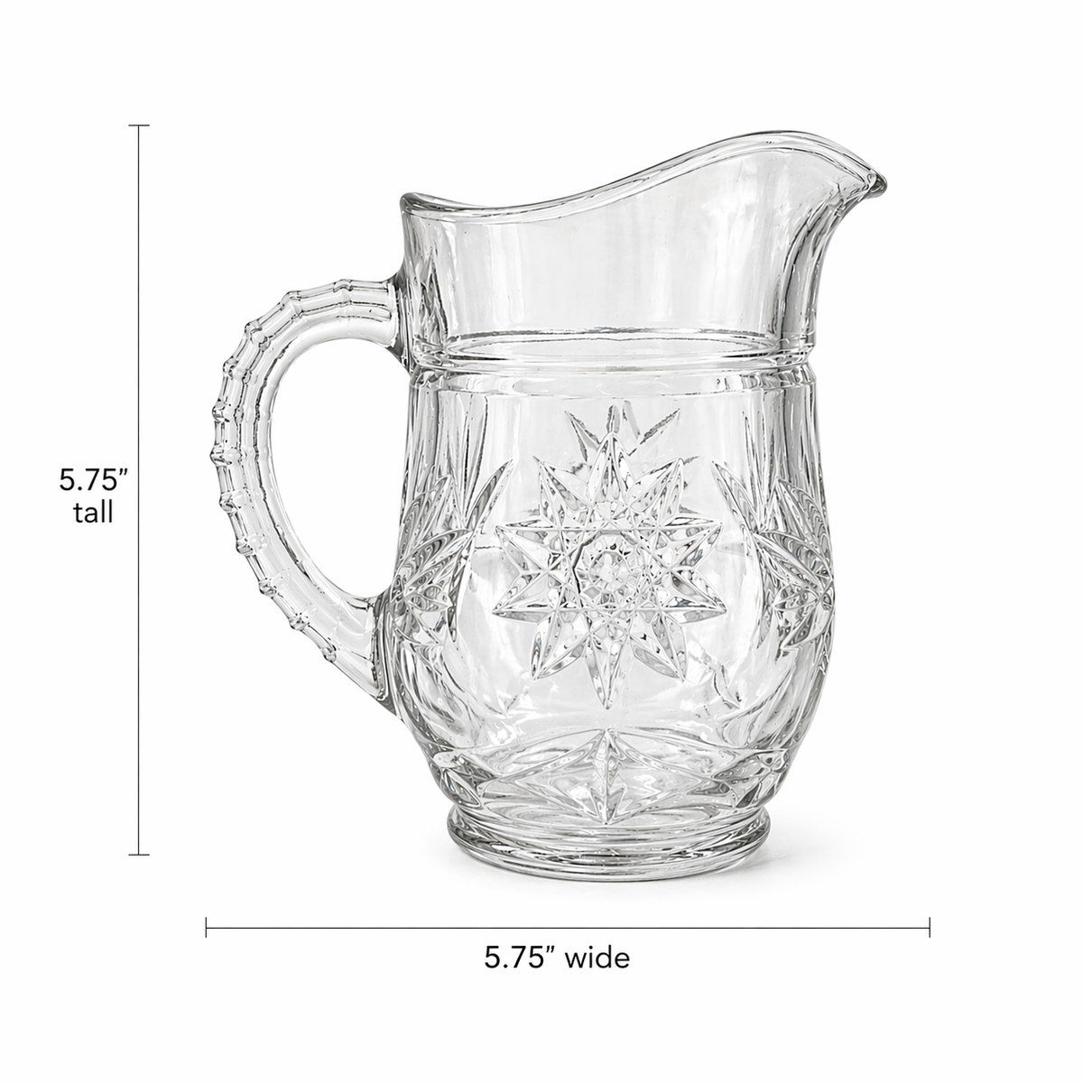 Vintage Anchor Hocking Star of David Pitcher - 16oz Prescut Glass USA