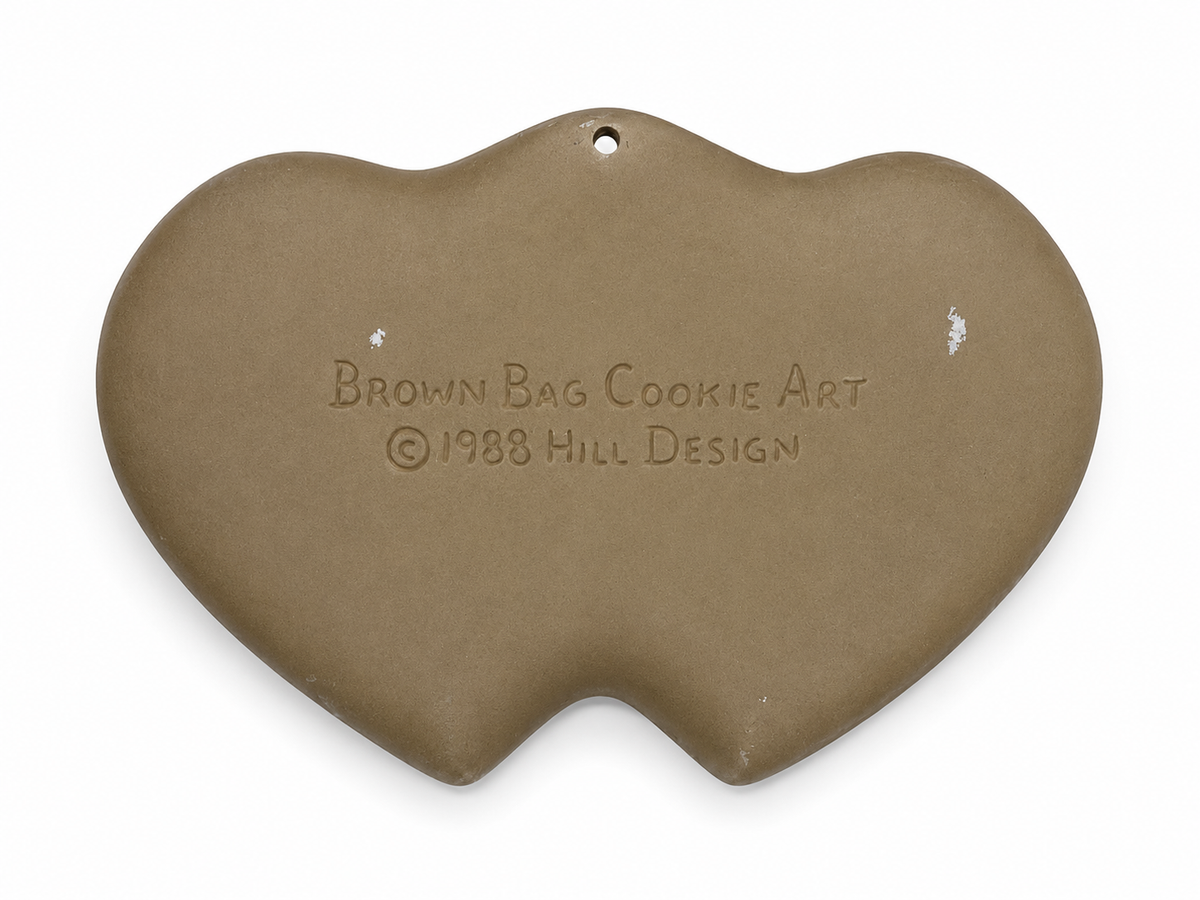 1988 Hill Design Brown Bag Double Hearts Cookie Art Mold - Made in USA