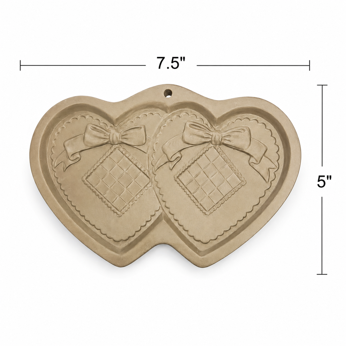 1988 Hill Design Brown Bag Double Hearts Cookie Art Mold - Made in USA