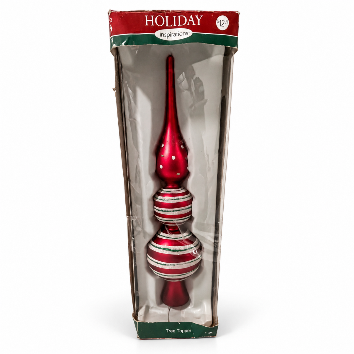 Holiday Inspirations Glass Christmas Tree Topper Finial – 12.5 Inch