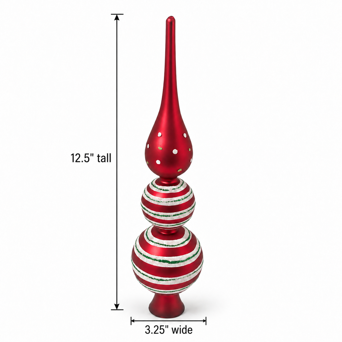 Holiday Inspirations Glass Christmas Tree Topper Finial – 12.5 Inch
