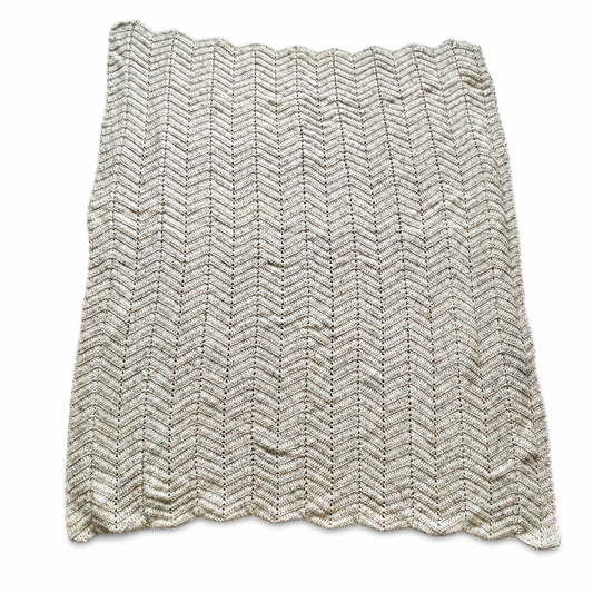Vintage Handmade Chevron Crochet Throw Blanket – 63 x 60 Inch