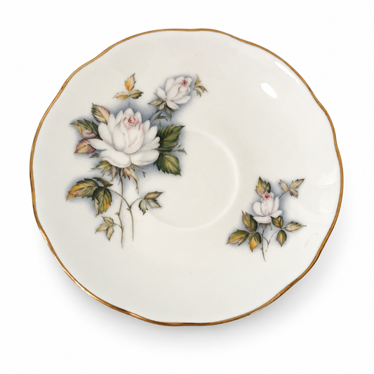 Vintage 1960s Duchess Ice Maiden Saucer with Gold Trim - England 