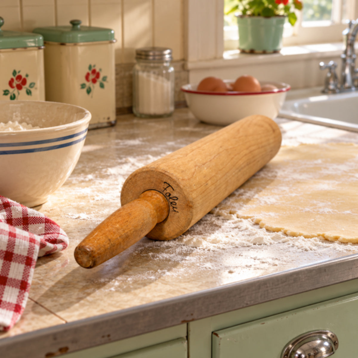Vintage Foley Wooden Rolling Pin Made in USA - Rustic Retro Kitchen