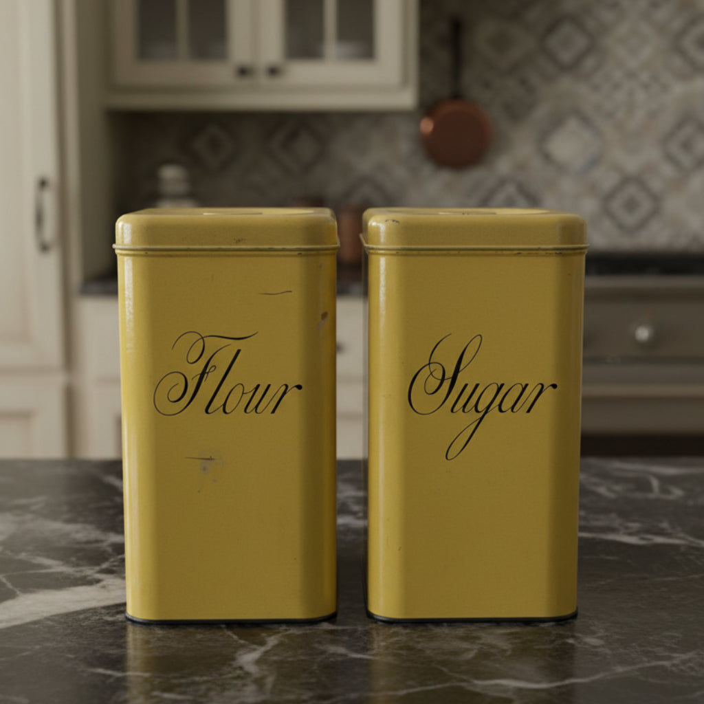 Vintage Harvell Kilgore Flour and Sugar Canisters - Made in USA c1950s