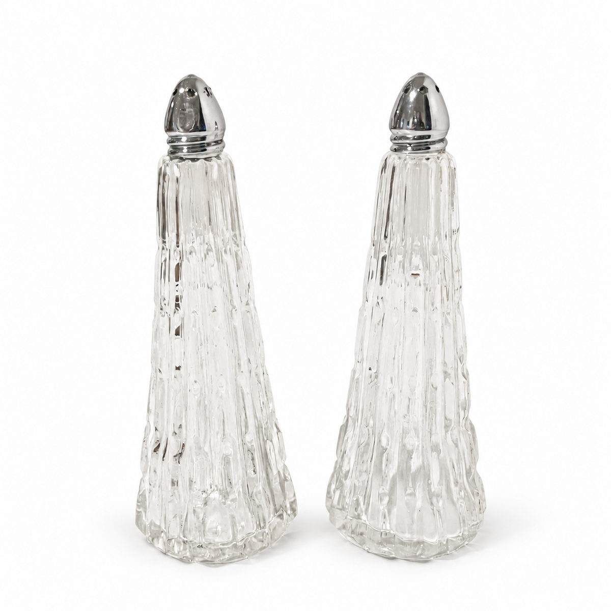 Vintage I.W. Rice & Co Crystal Salt & Pepper Shaker Set - 9.5 Inch