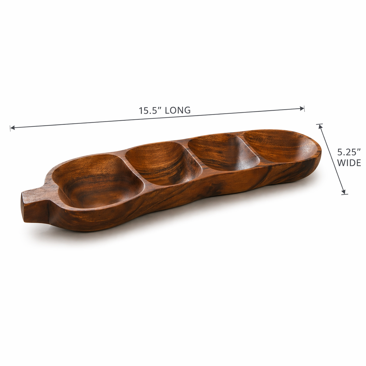 Mountain Woods Acacia Wood Tamarind Snack Serving Tray - Made in USA