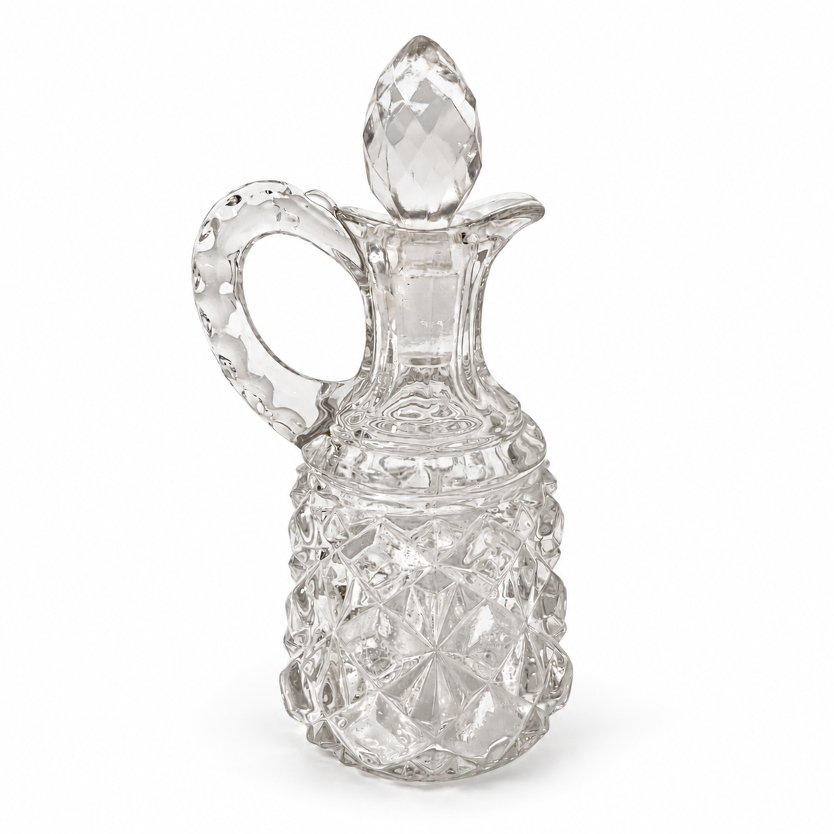 Vintage Pressed Glass Cruet with Stopper - Collectable Tableware