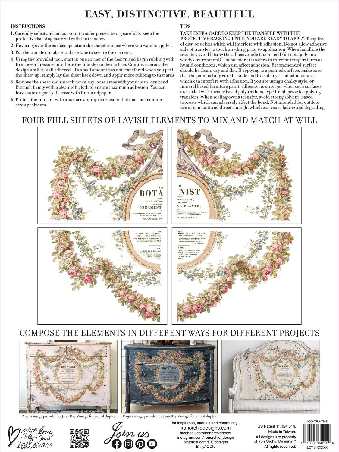 IOD The Botanist Decor Transfer – Four 12 x 16 Inch Sheets - Retired